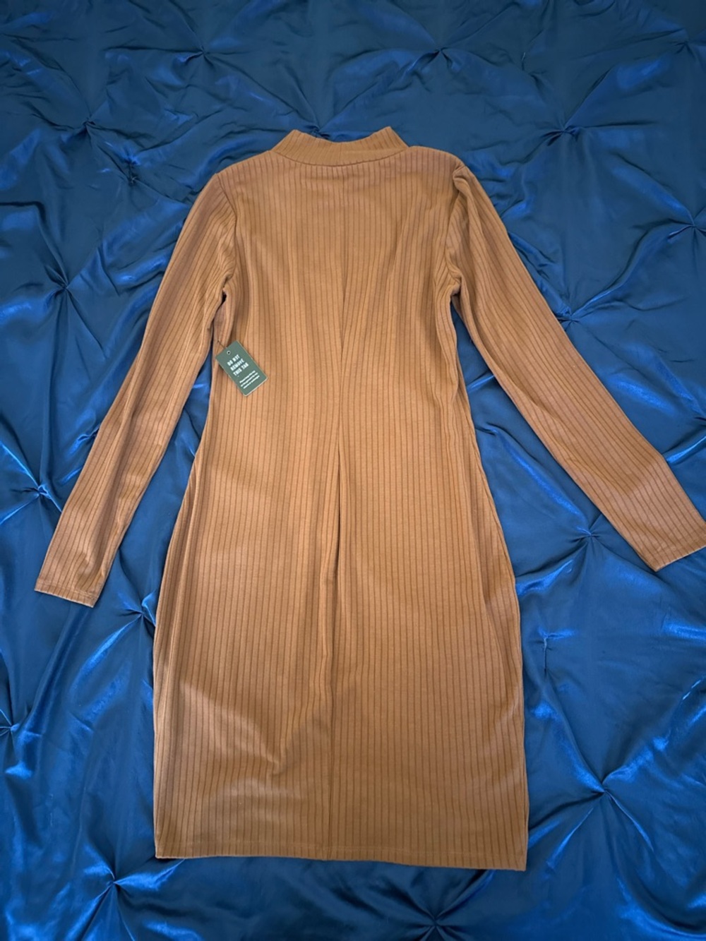 Brand New Express Ribbed Long Sleeve Midi Dress - Camel/Tan